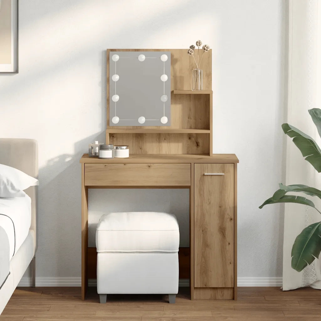 Toeletta con LED Rovere Artigianale 86,5x35x136 cm 857024
