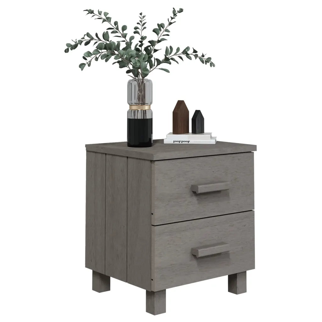 Comodino Grigio Chiaro 40x35x44,5 cm in Legno Massello di Pino cod mxl 30905