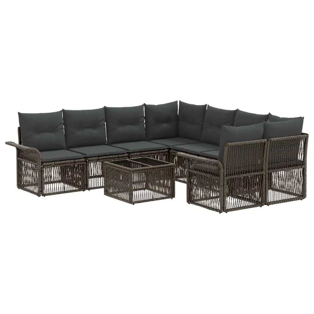 Set Divano da Giardino 9 pz Grigio polyrattan 3434777