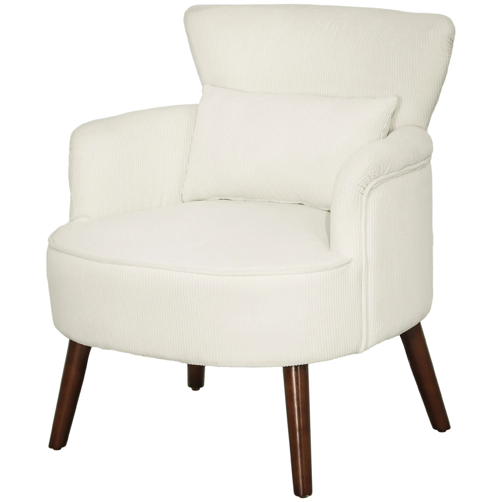 Poltrona imbottita con braccioli e cuscino lombare ¨C zephmum ¨C crema, tessuto, gambe in legno