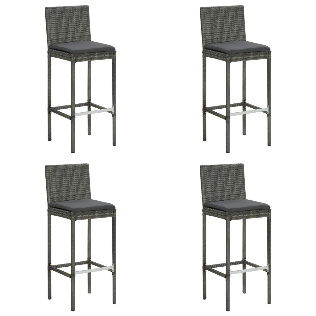 Sgabelli da Bar con Cuscini 4 pz Grigi in Polyrattan cod mxl 75897