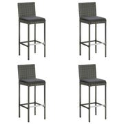 Sgabelli da Bar con Cuscini 4 pz Grigi in Polyrattan cod mxl 75897