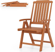 Sedia Pieghevole da Giardino, Sedia da Esterno in HDPE con Braccioli, Schienale Curvo, Seduta a Doghe, Poltrona Plastica da Sala da Pranzo, Balcone, Cortile, Carico 150 kg (Marrone)