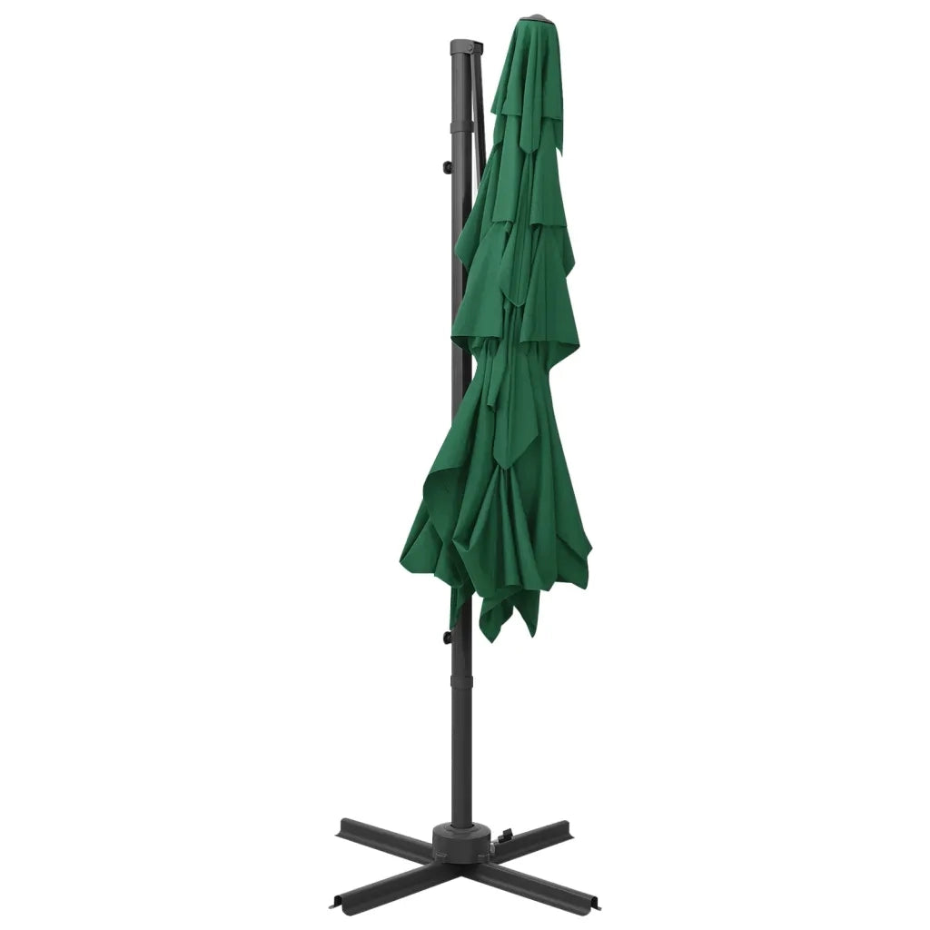 Ombrellone a Sbalzo 4 Livelli Palo Alluminio 250x250 cm Verde 313821