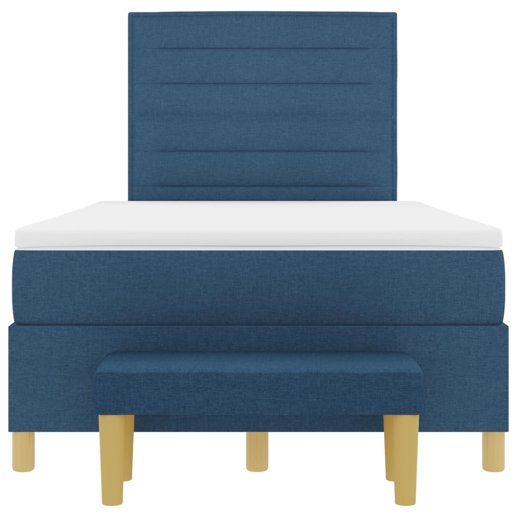 Letto con Box Spring e Materasso Blu 120x190 cm in Tessuto