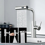 Keukenkraan ad alta pressione con sbriciolatore estensibile, sbriciolatore estensibile, miscelatore rubinetto vasca, rubinetto cucina 360° girevole, 3 sbriciolatori, acciaio inossidabile