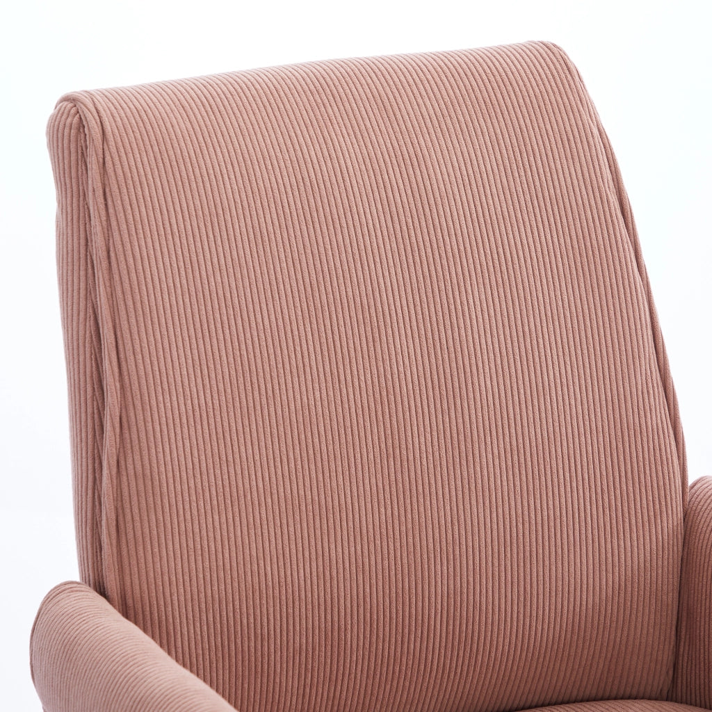 Sedia da ufficio girevole ergonomica con supporto lombare, base dorata e imbottitura in velluto a coste rosa