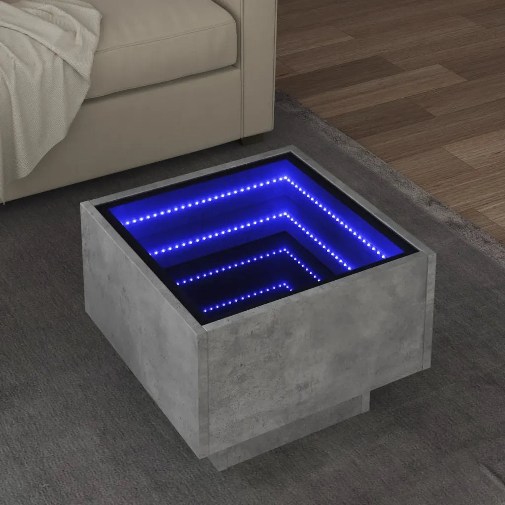 Tavolino da salotto | Tavolino da caff¨¨ | Tavolino da Soggiorno con LED Grigio Cemento 40x40x30cm in Legno Multistrato