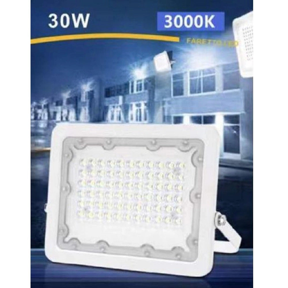 Trade Shop - Faro Led 30w Faretto Ultra Slim Bianco Esterno Luce Fredda Naturale Calda Fs30w-b -