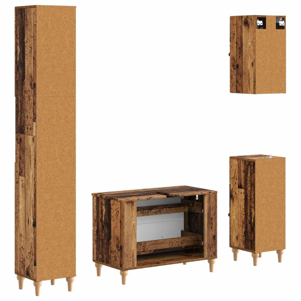 Set di Mobili da Bagno da 4 Pezzi ALKMAAR Legno antico 3417916