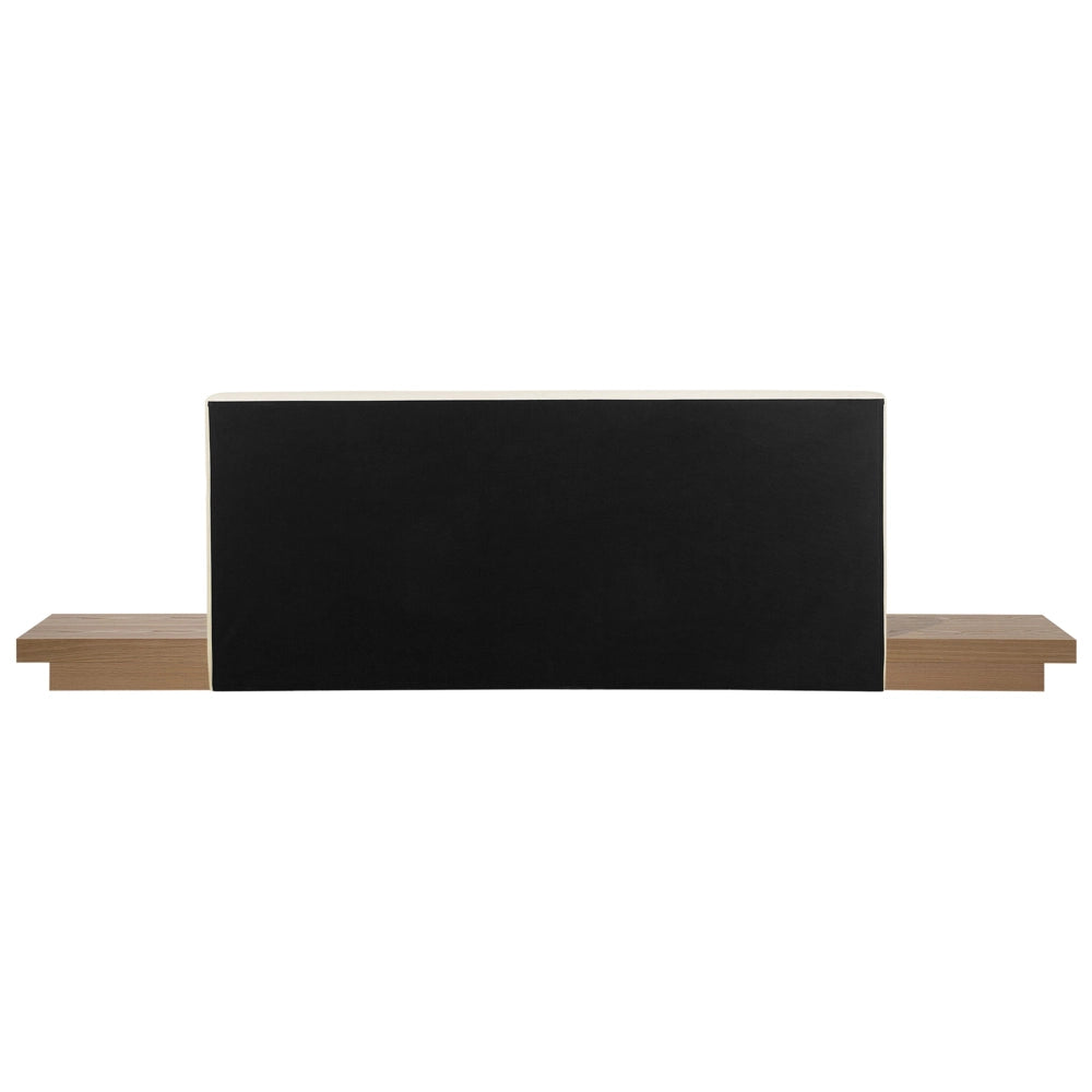 Letto in stile giapponese in frassino naturale 180 x 200 cm testata in legno impiallacciato MDF testata in pelliccia sintetica camera da letto a basso profilo