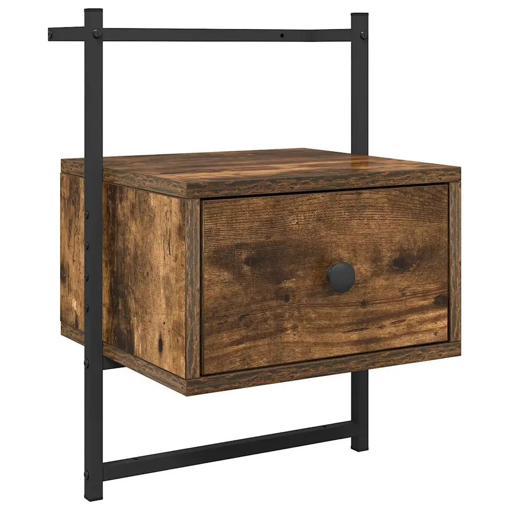 Comodini a Muro 2 pz-Set di 2 Tavolino da notte Rovere Fumo 35x30x51 cm Legno Multistrato