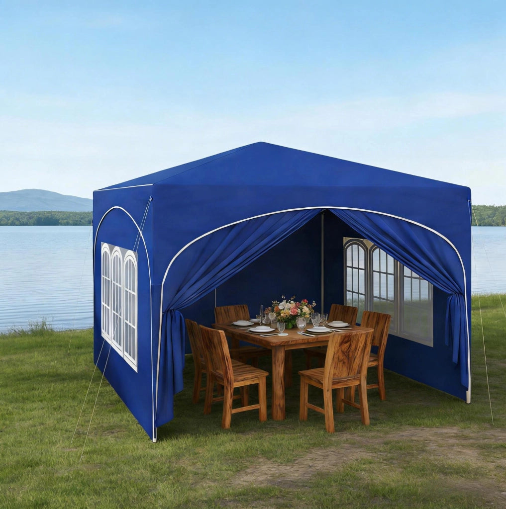 Gazebo pieghevole 3x3 m blu con pareti laterali e borsa