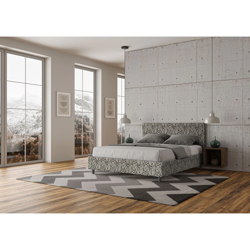 Letto imbottito Matrimoniale 160x200 cm tessuto Era Adele - Con rete,Blu