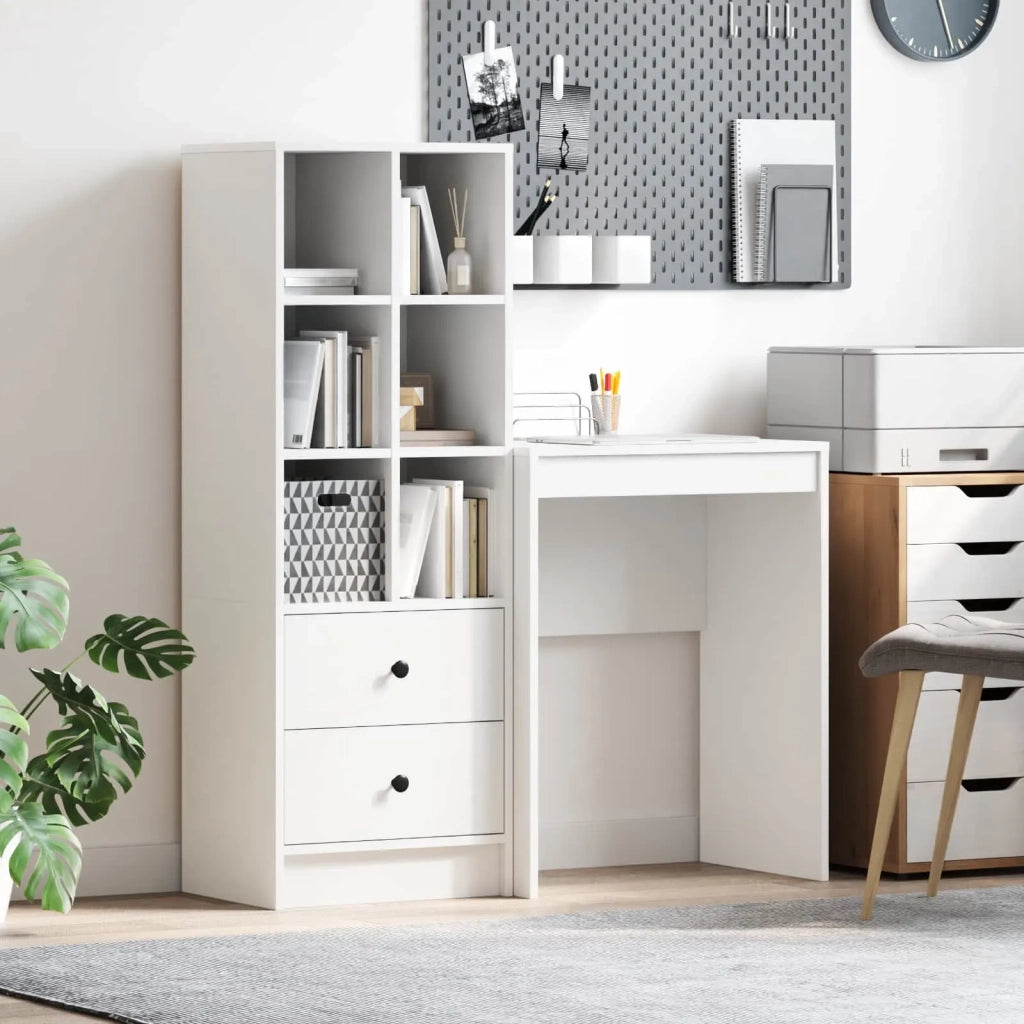 Scrivania con cassetto con lo scaffale 2 pcs Bianco 3337297