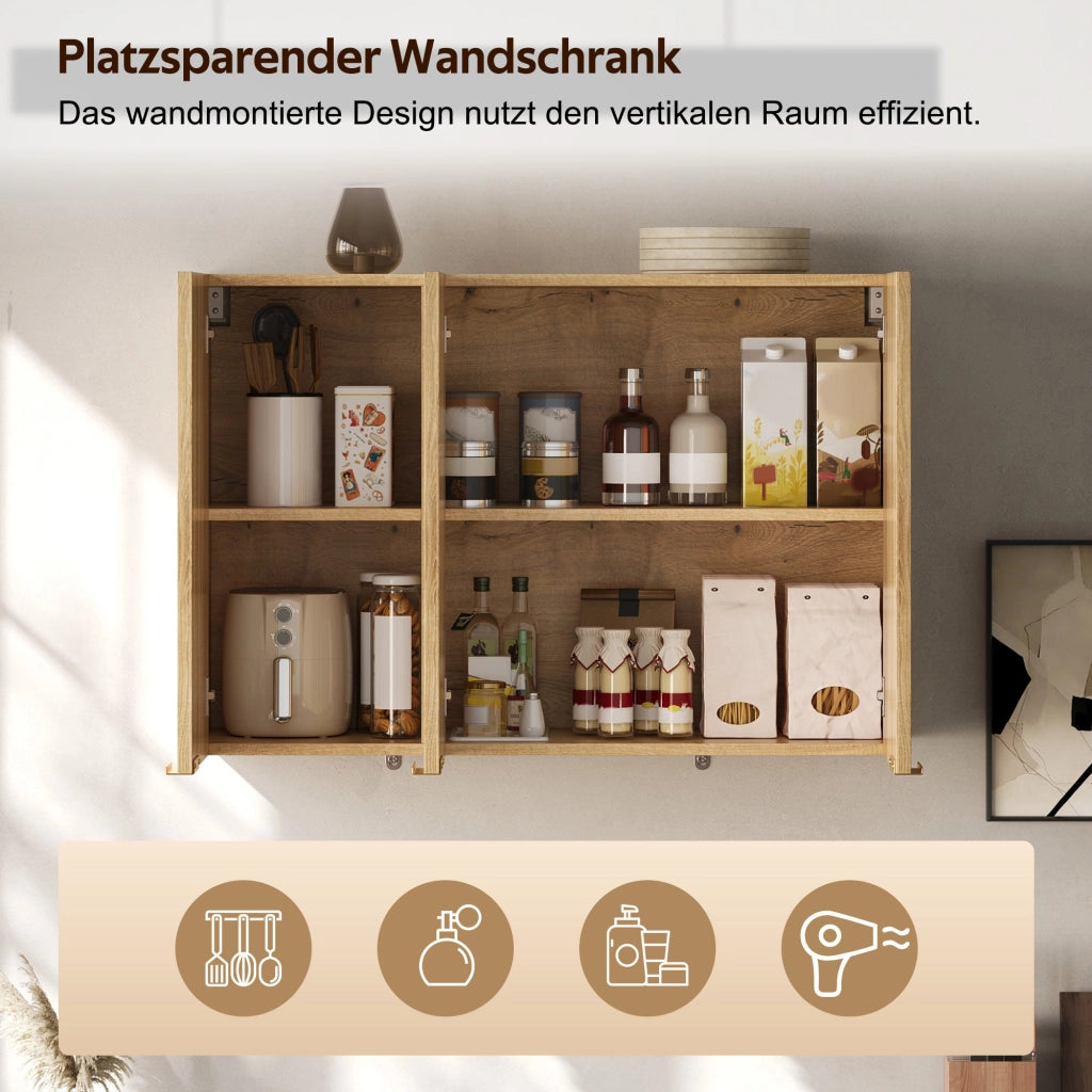 ARMADIO A PARETE A 3 ANTE 90 x 29 x 60 cm MDF Naturale