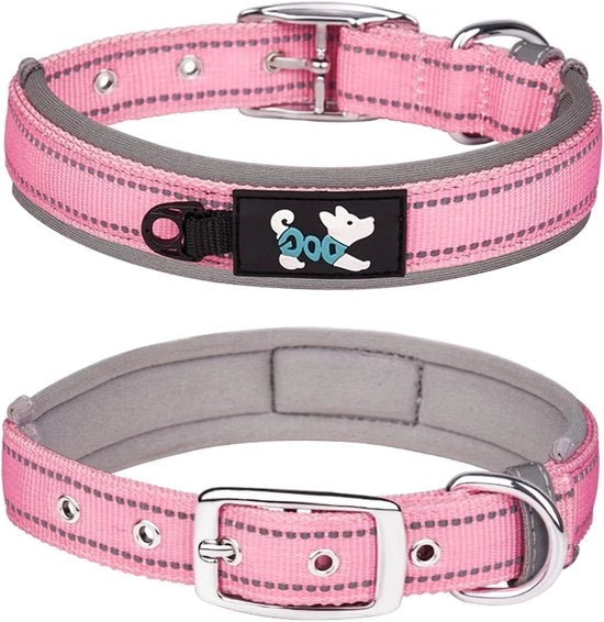Cinturone morbido in neoprene imbottito per cani di tutte le razze grandi (M rosso-1) con striscia riflettente in nylon