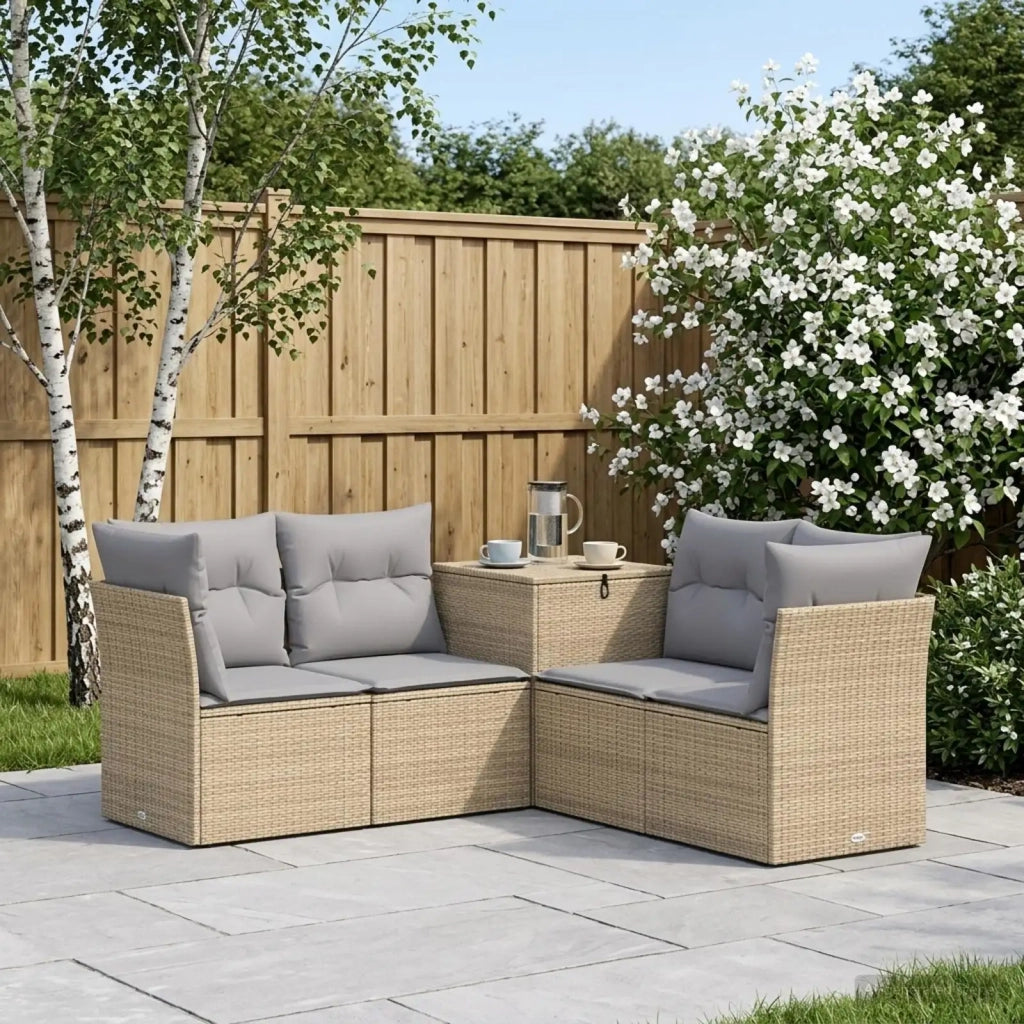 Set di divani 5 pz Beige e Grigio Chiaro 3447843
