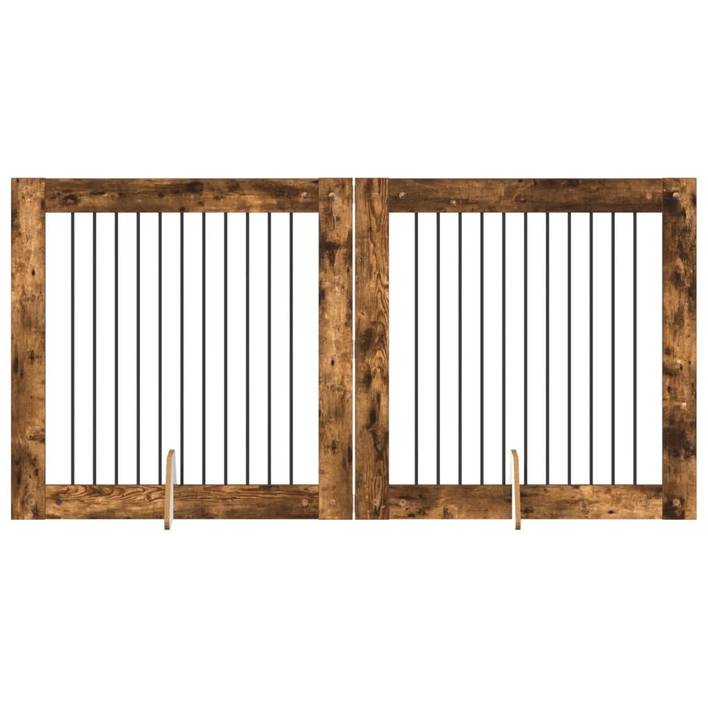 Cancello per cani con supporti 2 pcs Rovere Fumo 100 x 100 cm