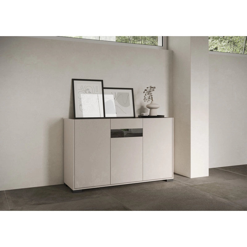 Madia moderna 3 ante 130x40x81 cm Riflesso - Cashmere
