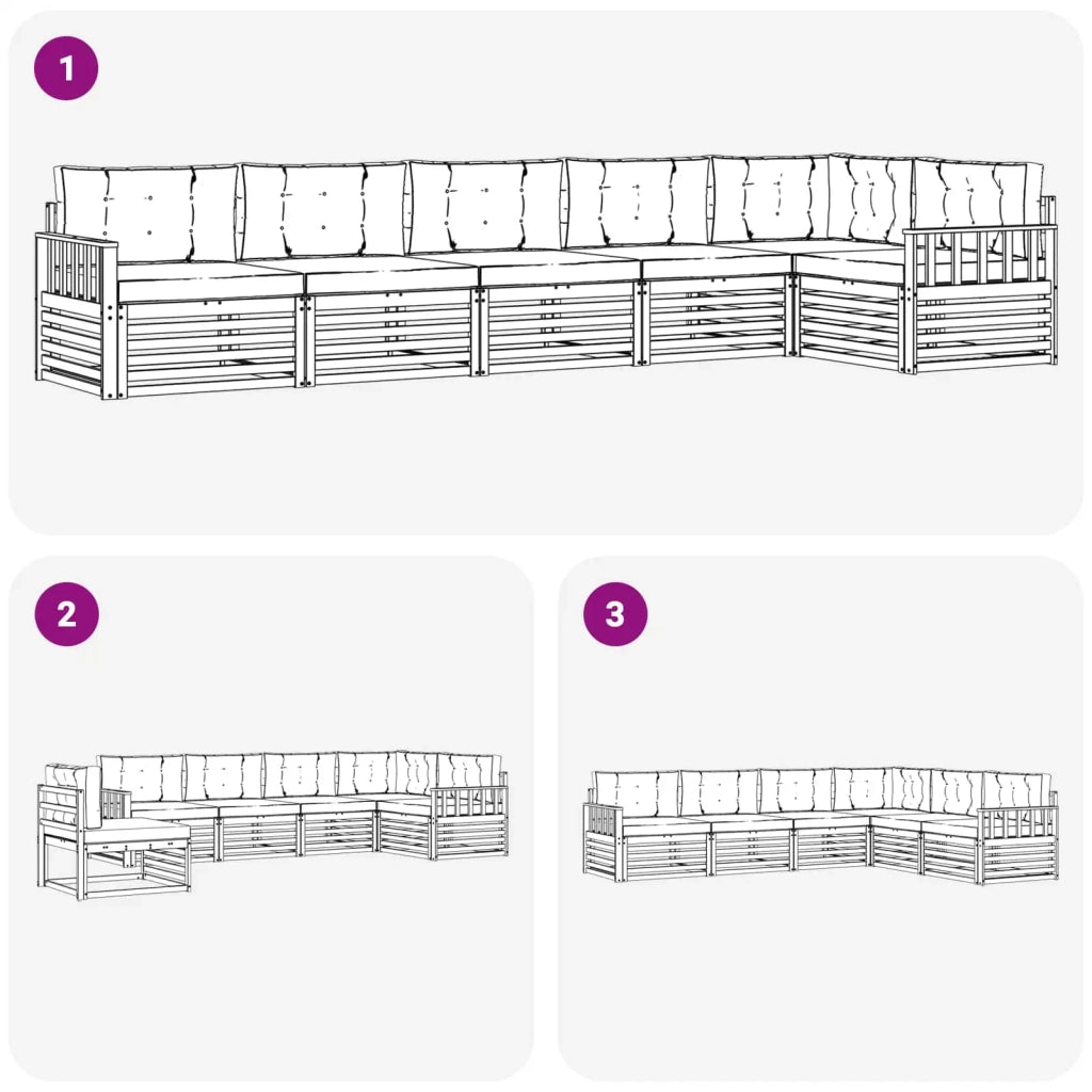 Set di divani da esterno 6 pcs Grigio Naturale e Chiaro 3373531