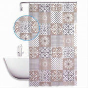 Trade Shop - Tenda Doccia Antimuffa Impermeabile 180x180cm Anelli Bagno Maioliche Beige 59529 -