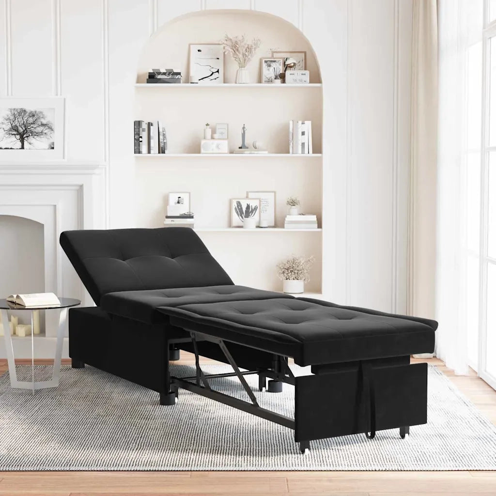 vidaXL Divano Letto Nero 67 x 194 x 38 cm Velluto