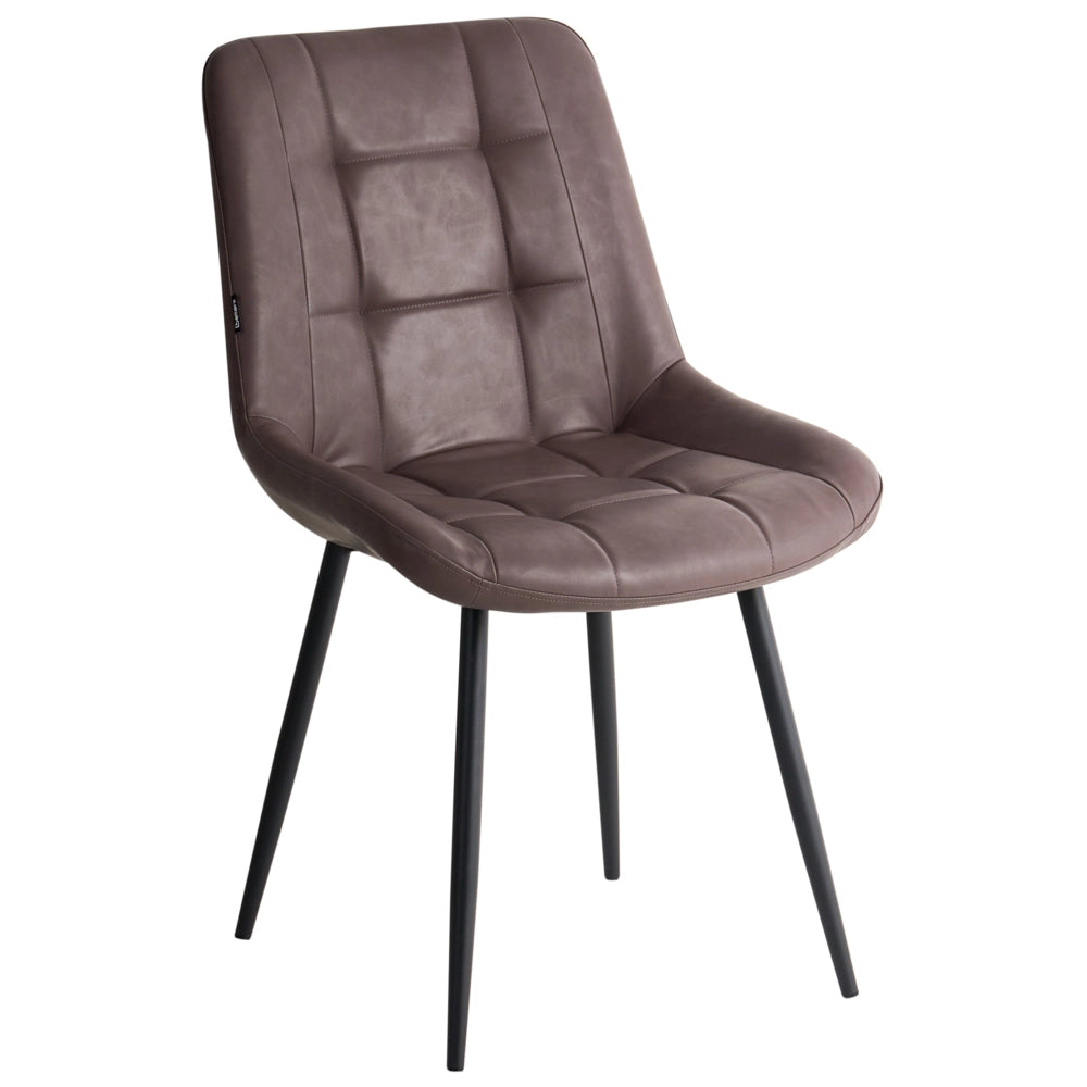 Set di 2 sedie da pranzo in ecopelle marrone scuro gambe in ferro Nero sedie moderne imbottite