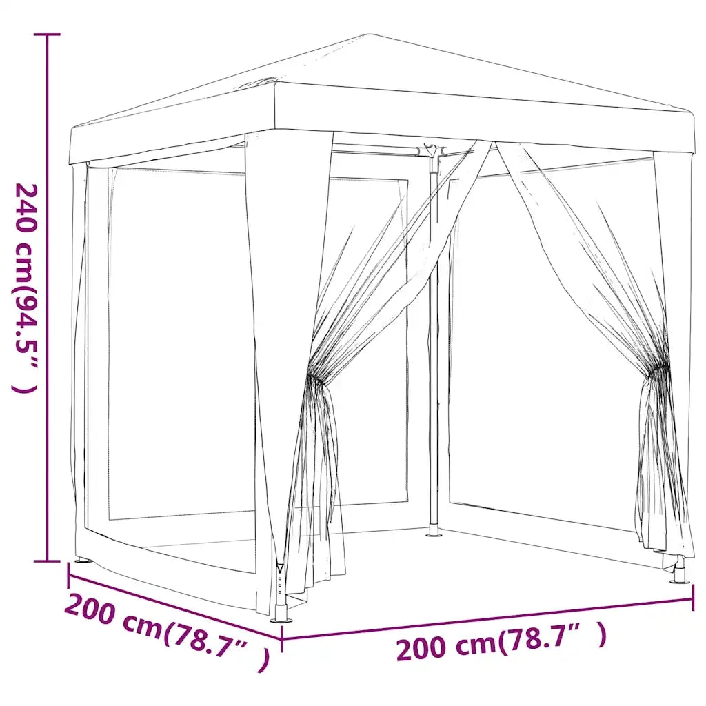 Tenda per Feste con 4 Pareti Laterali in Rete Blu 2x2 m HDPE