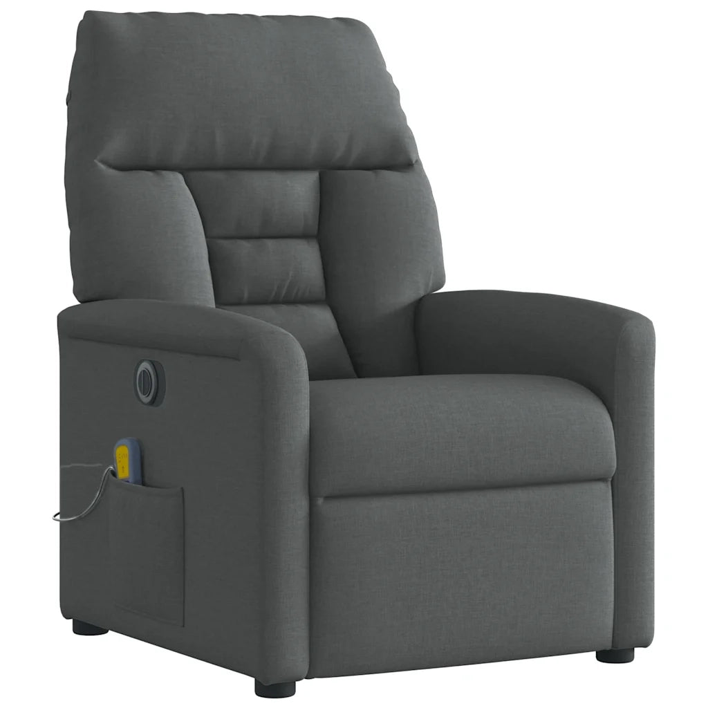 Poltrona Reclinabile Massaggio Elettrica Grigio Scuro Tessuto 3303023