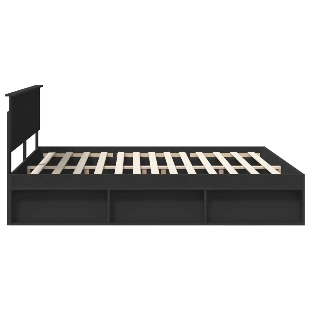 Struttura del letto-Giroletto Nero 180 x 200 cm Legno multistrato 165403