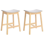 Set di 2 sedie da bar in legno di gomma beige con seduta imbottita in poliestere Legno chiaro