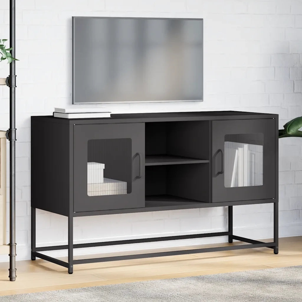 Mobile TV Nero 100,5x39x60,5 cm in Acciaio
