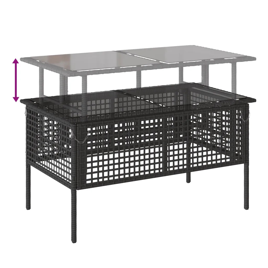 Salotto da Giardino-Set Divani da Giardino 4 pz con Cuscini Nero Polyrattan Vetro