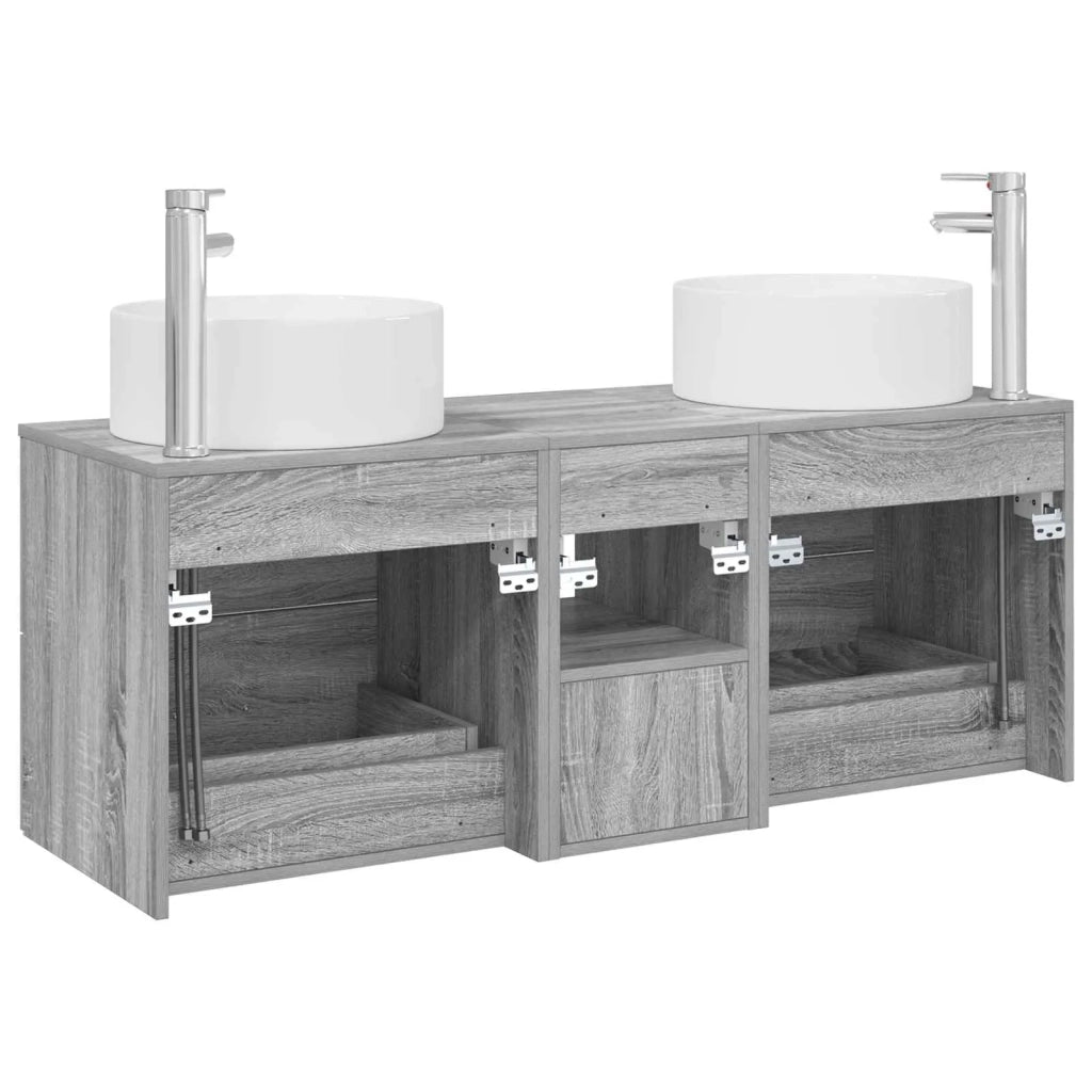 Set di mobili per il bagno 3 pz Sonoma grigio 3405952