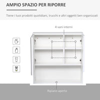Pensile da Bagno con Specchiera 54x15x55 cm Ripiani Regolabili Bianco