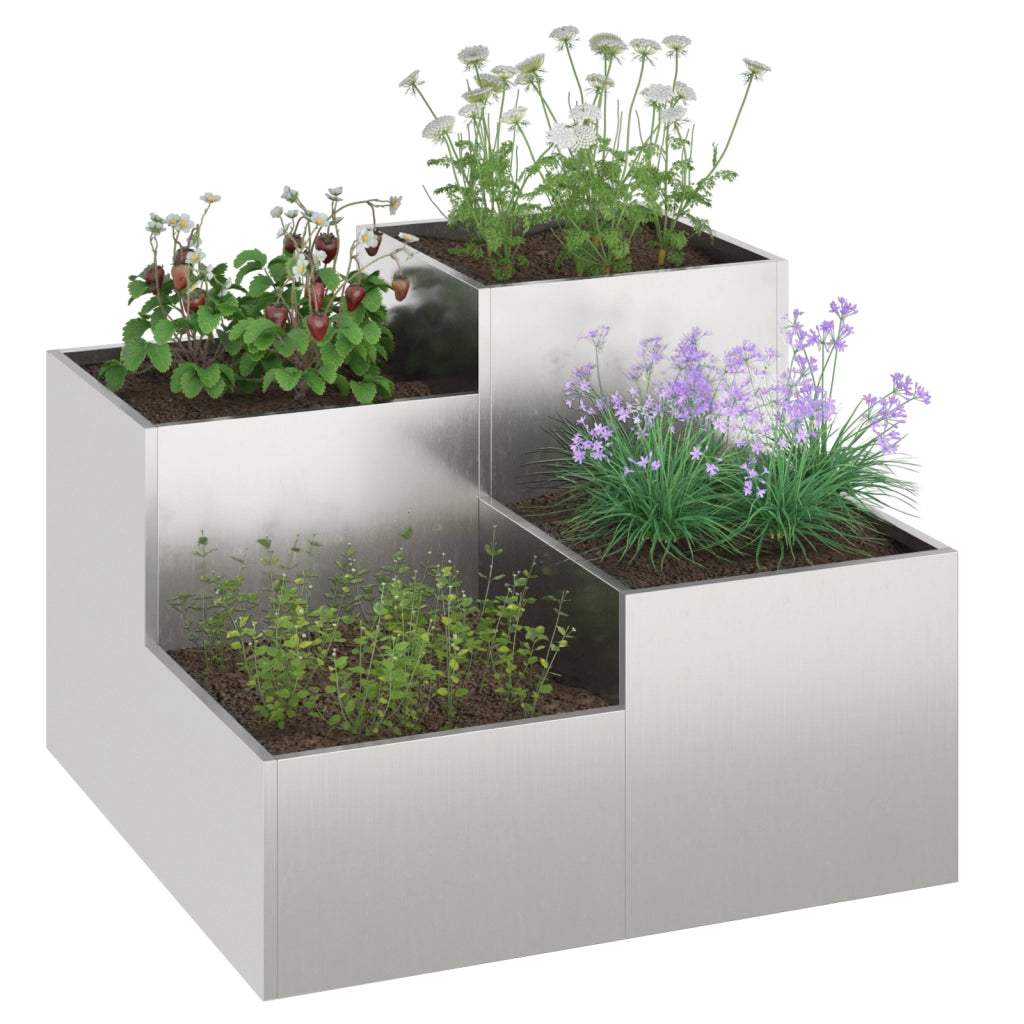 Fioriera da Giardino 100x100x60 cm in Acciaio Inossidabile