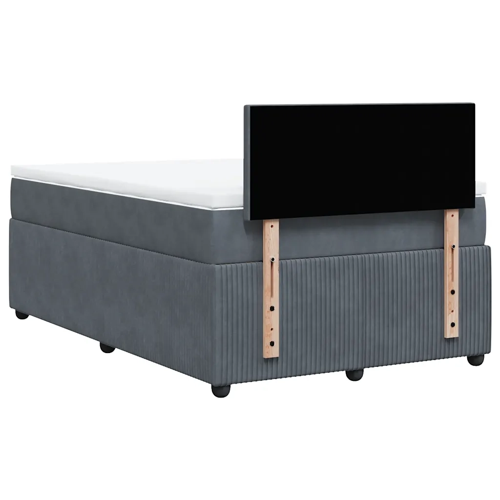 Giroletto a Molle con Materasso Grigio Scuro 120x190 cm Velluto 3287681