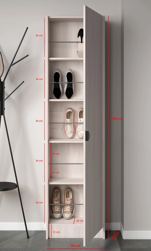 Scarpiera Herdasa effetto bianco stampa doghe bianche 190x50x24