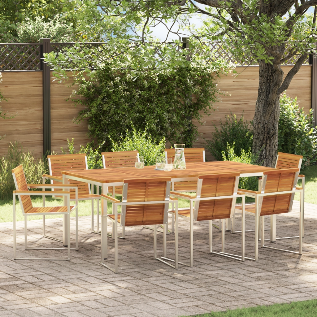Set da Pranzo da Giardino  9 Pezzi in Legno Massello di Acacia