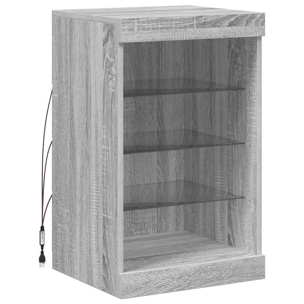 Credenza | Madia | Buffet da pranzo | Armadio da pranzo con Luci LED Grigio Sonoma 41x37x67 cm
