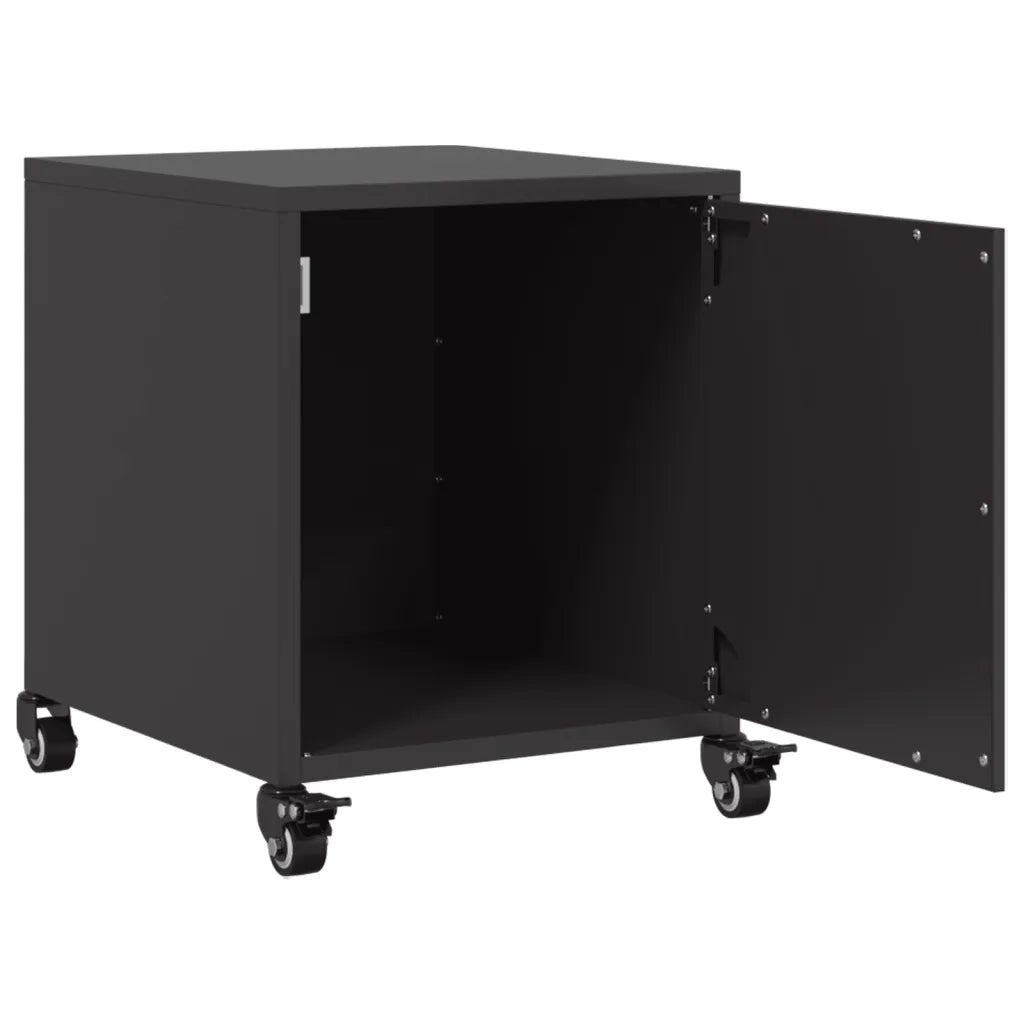 Set di 2 Comodini | Armadio da Notte | Mobiletto da notte Neri 36x39x43,5 cm in Acciaio