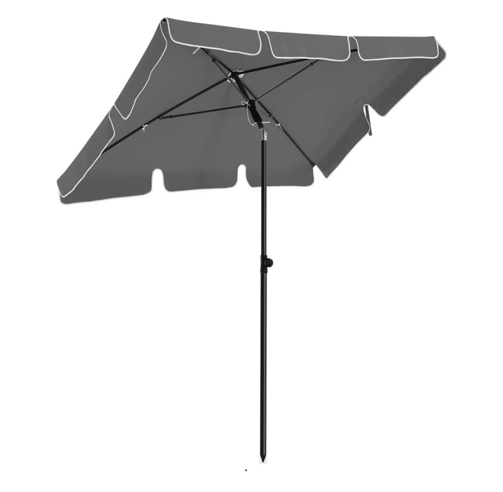 Ombrellone da balcone rettangolare 2 x 1,25 m Protezione UPF 50+ tettuccio con rivestimento in PA borsa per il trasporto terrazza giardino senza base grigio 12_0001821