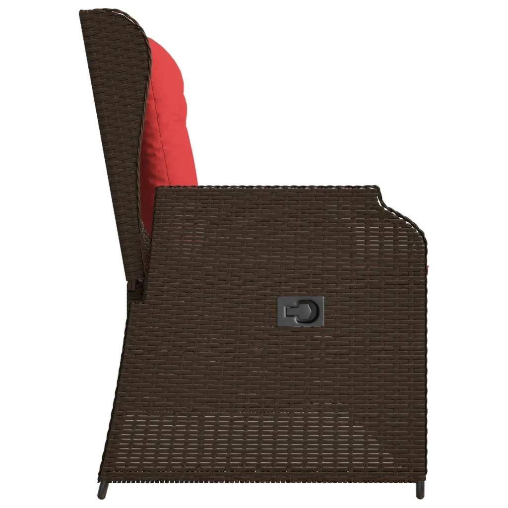 Panchina da giardino reclinabile con Cuscini in Polyrattan Marrone 368961