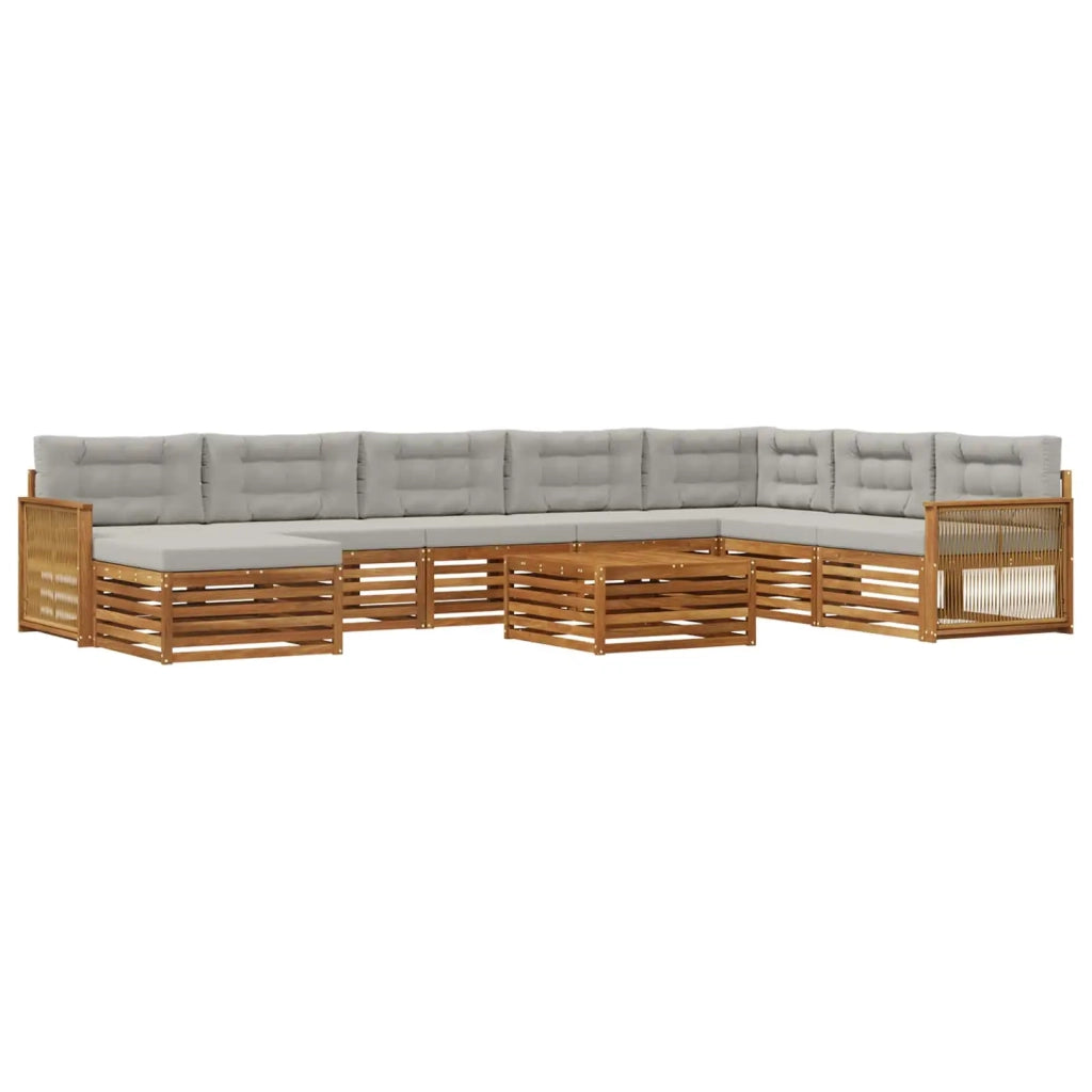 Set di divani da esterno 9 pz Naturale e Grigio Chiaro 3383749
