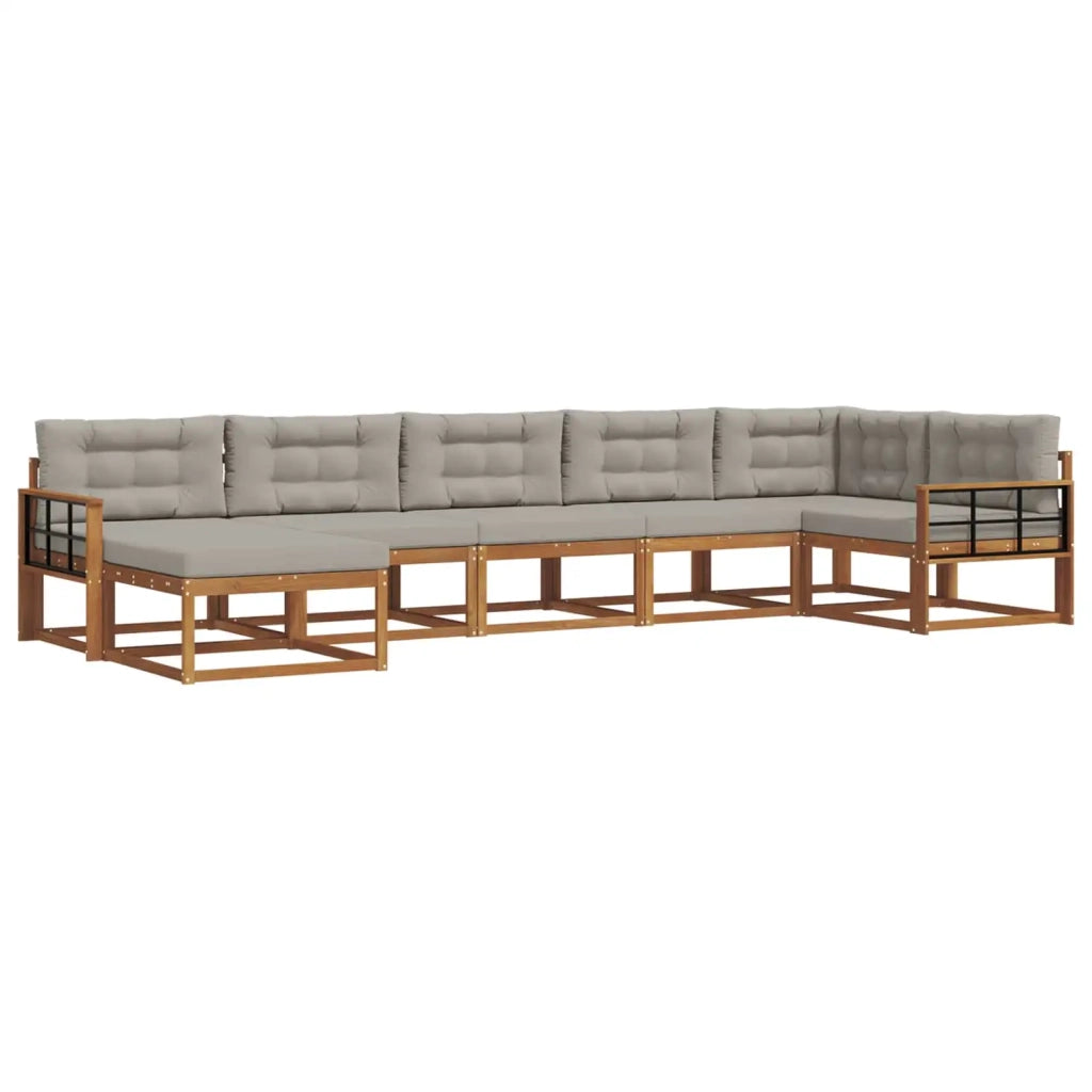 Set di divani da esterno 7 pcs Grigio Naturale e Chiaro