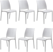 Sedie da Cucina in Plastica per uso Interno ed Esterno - Set di 6 Sedie Impilabili Volga nero