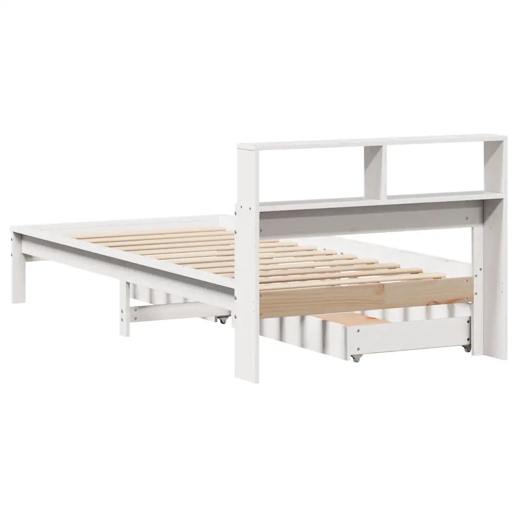 Letto Libreria senza Materasso Bianco 100x200 cm Legno di Pino 3309816