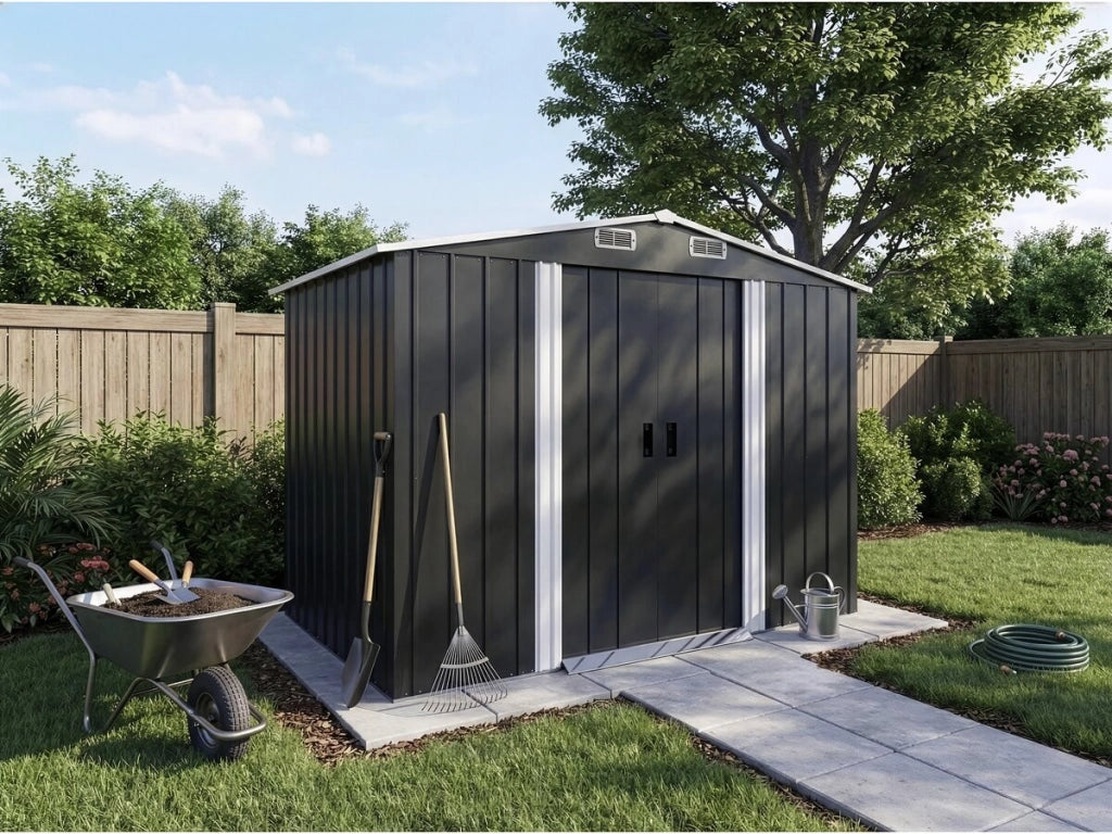 Casetta da giardino in metallo "Boston" - 5,29 m² (4,76 m² di superficie) - Grigio