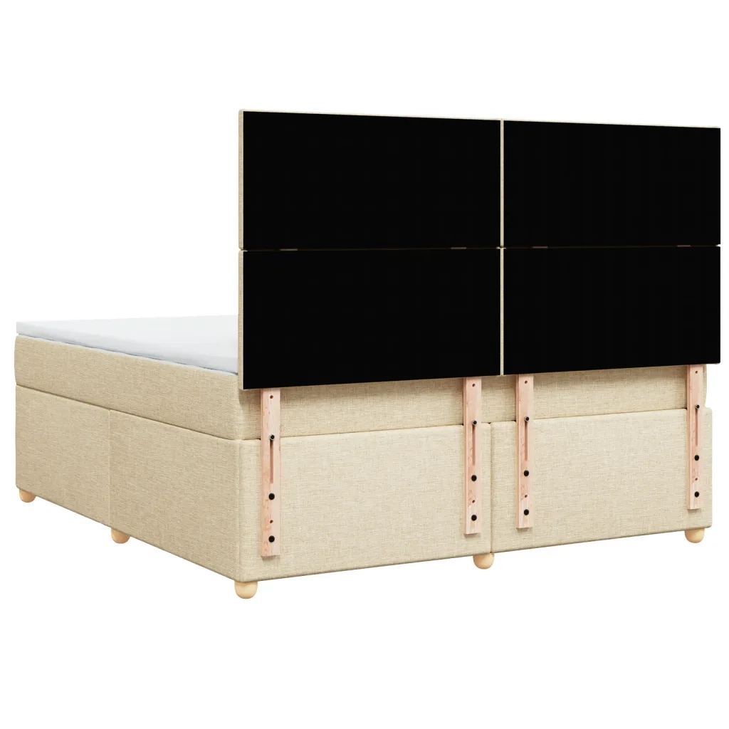 Giroletto a Molle con Materasso Crema 180x200 cm in Tessuto